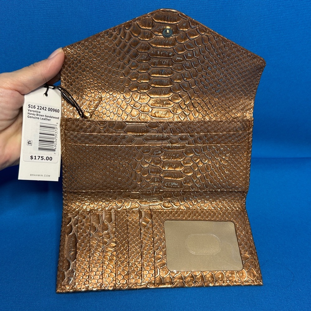 NWT ~ BRAHMIN VERONICA HONEY BROWN SANDALWOOD GORGEOUS GENUINE LEATHER WALLET - Picture 16 of 16